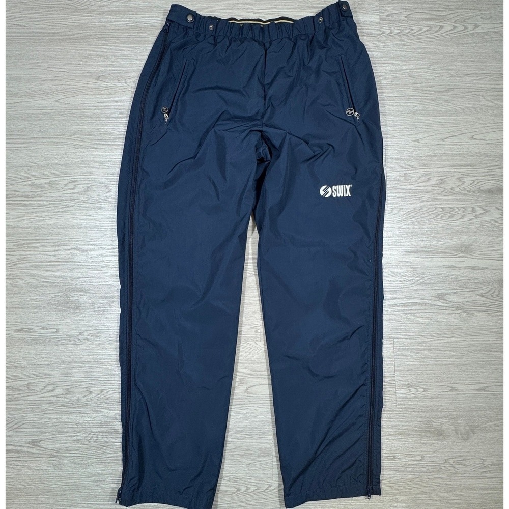 Swix Men's Ski Pants Full Side Zip Mesh Lined Navy Blue XL Athletic Winter Sport